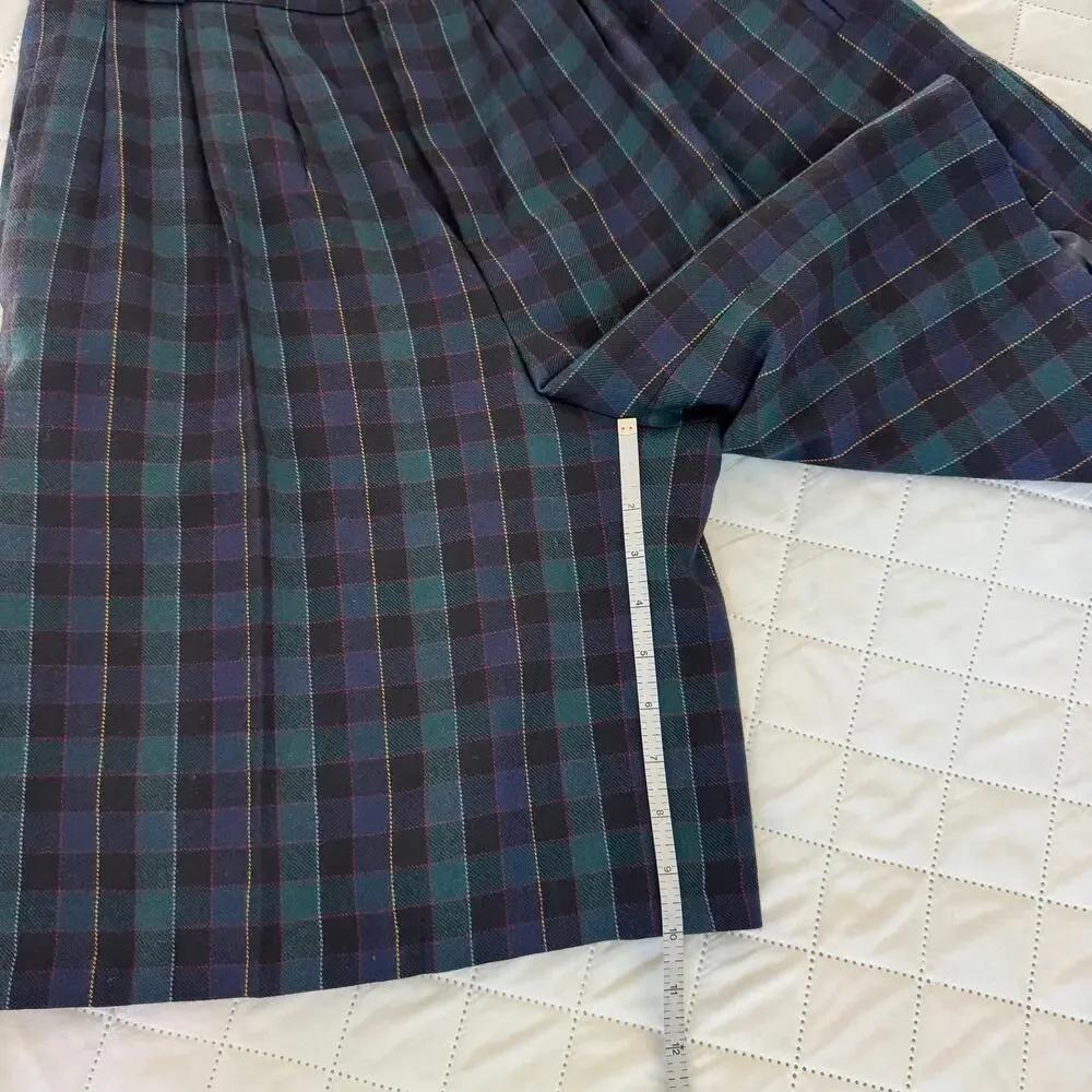 Vintage Collectible Gold 100% Pure Wool Plaid Bermuda Academia Shorts Size 12